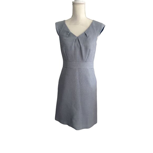BANANA REPUBLIC Blue White Patterned Work Cocktail Dress Size 6P - Picture 3 of 11